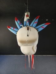 Giant Inflatable Indian Feather Skull for Day of the Dead & Halloween, Durable Hanging Advertising Inflatable