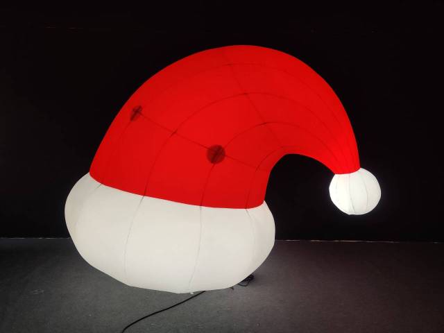 Giant Illuminated Inflatable Santa Hat for Commercial Display & Exhibition, Durable Christmas Advertising Inflatable
