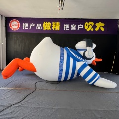 Giant Inflatable Sailor Duck with LED Lights - Custom Cartoon Air Model for Mall/Event Decoration