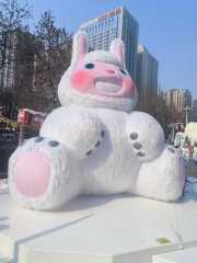 Outdoor Giant Inflatable Furry Rabbit Figure, Promotional Inflatable Model for Amusement Park & Commercial Display