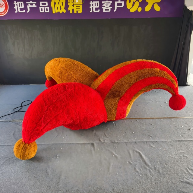 Large Fuzzy Inflatable Court Jester Hat Art Installation, Promotional Blow up Inflatable for Mall & Event