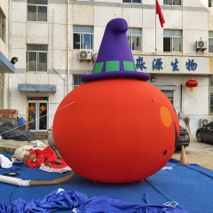 Giant Inflatable Pumpkin Head with Wizard Hat for Halloween, Durable Free-Standing Advertising Inflatable