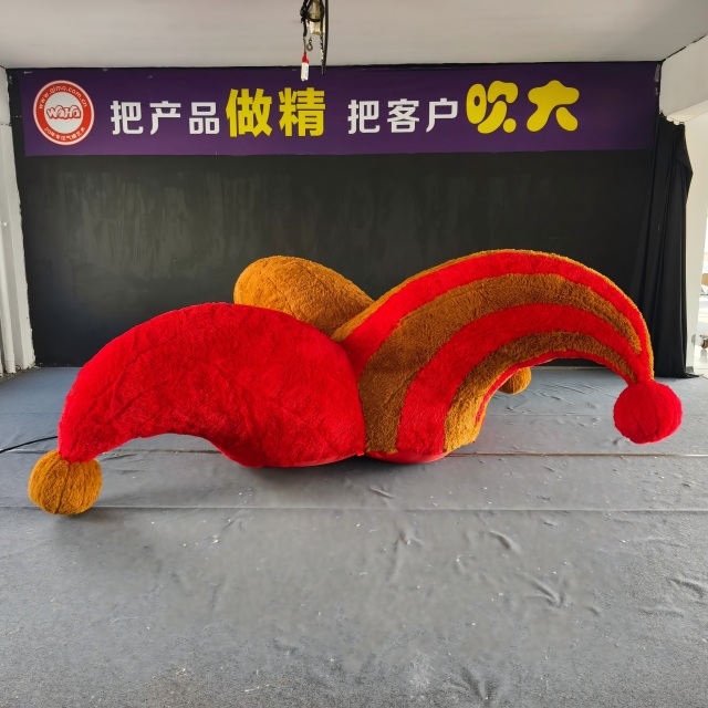 Large Fuzzy Inflatable Court Jester Hat Art Installation, Promotional Blow up Inflatable for Mall & Event