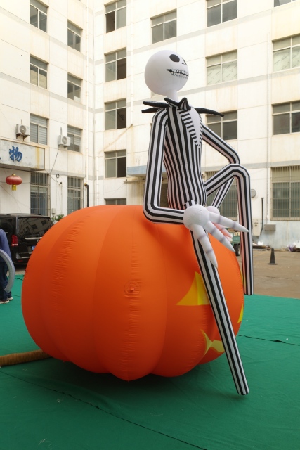 Giant Inflatable Jack Skellington on Pumpkin for Halloween, Durable Advertising Inflatable