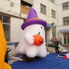 Large Inflatable Cute Ghost Mascot with Pumpkin, Promotional Blow up Inflatable for Mall & Event