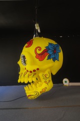 Giant Inflatable Yellow Sugar Skull for Day of the Dead & Halloween, Durable Hanging Advertising Inflatable