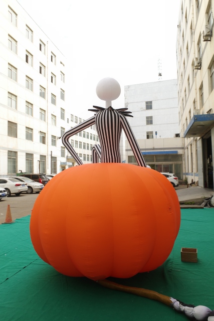 Giant Inflatable Jack Skellington on Pumpkin for Halloween, Durable Advertising Inflatable