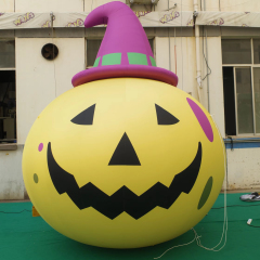 Large Inflatable Pumpkin with Sombrero Art Installation, Promotional Blow up Inflatable for Mall & Event
