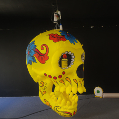 Giant Inflatable Yellow Sugar Skull for Day of the Dead & Halloween, Durable Hanging Advertising Inflatable
