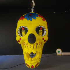 Giant Inflatable Yellow Sugar Skull for Day of the Dead & Halloween, Durable Hanging Advertising Inflatable