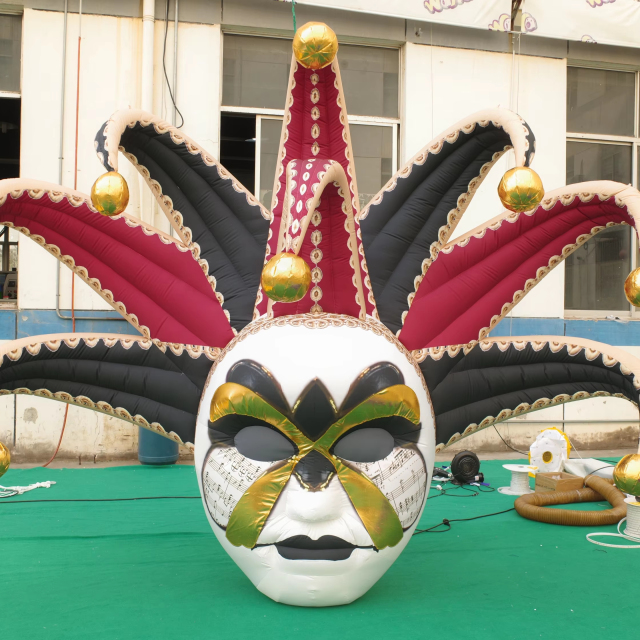 Giant Inflatable Venetian Jester Mask for Carnival, Durable Free-Standing Advertising Inflatable