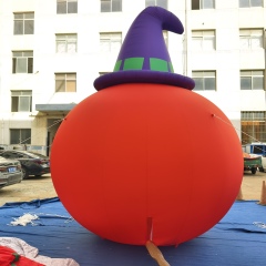 Giant Inflatable Pumpkin Head with Wizard Hat for Halloween, Durable Free-Standing Advertising Inflatable