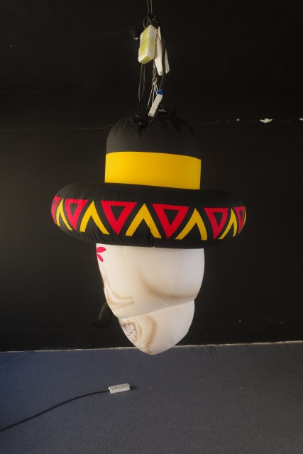 Large Inflatable Calavera with Mustache Art Installation, Promotional Blow up Inflatable for Mall & Event