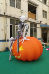 Giant Inflatable Jack Skellington on Pumpkin for Halloween, Durable Advertising Inflatable