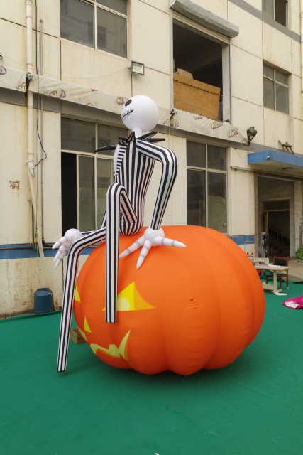 Giant Inflatable Jack Skellington on Pumpkin for Halloween, Durable Advertising Inflatable