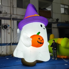 Large Inflatable Cute Ghost Mascot with Pumpkin, Promotional Blow up Inflatable for Mall & Event