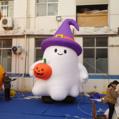 Large Inflatable Cute Ghost Mascot with Pumpkin, Promotional Blow up Inflatable for Mall & Event