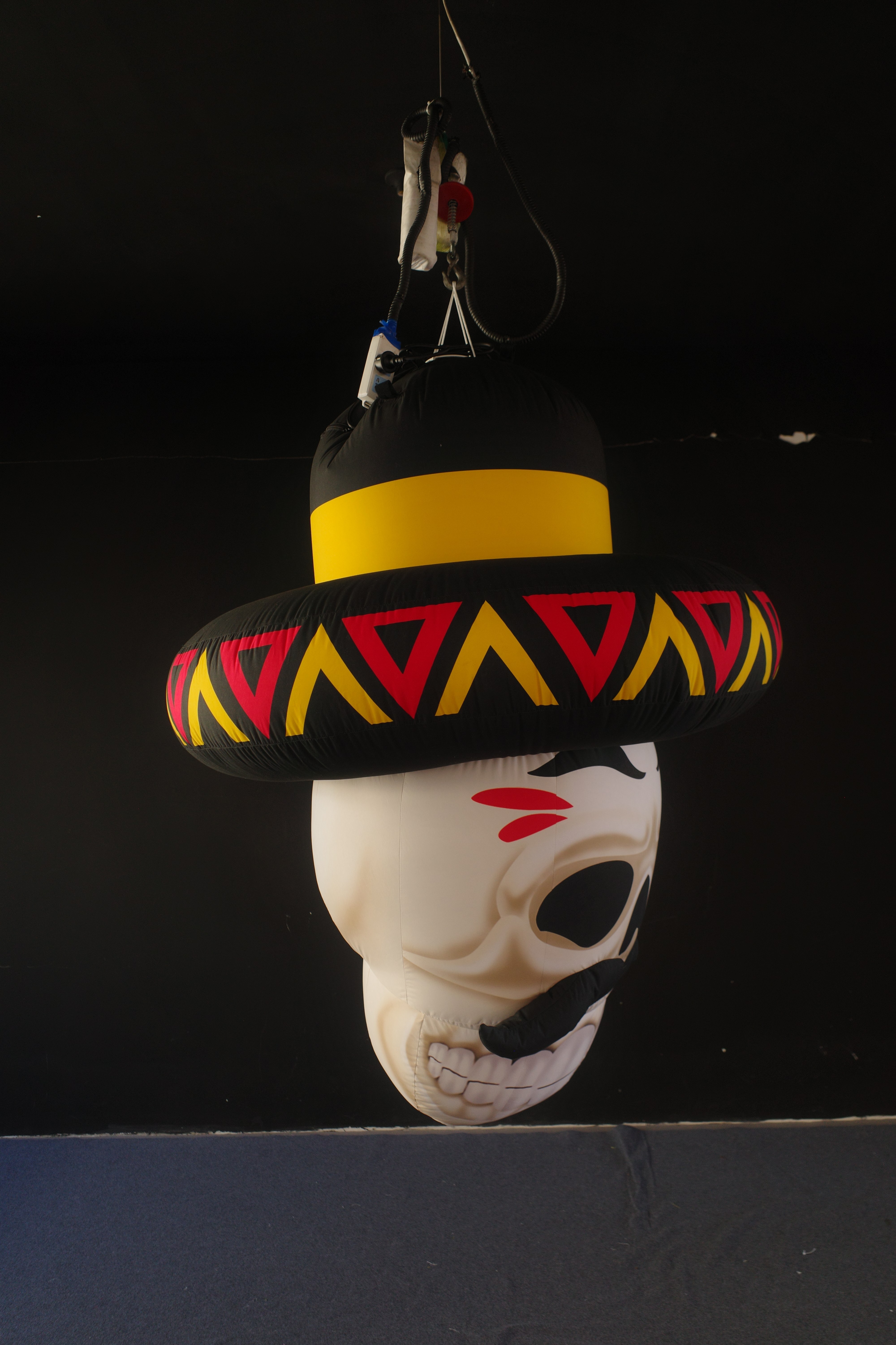 Large Inflatable Calavera with Mustache Art Installation, Promotional Blow up Inflatable for Mall & Event