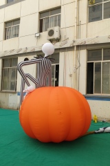 Giant Inflatable Jack Skellington on Pumpkin for Halloween, Durable Advertising Inflatable