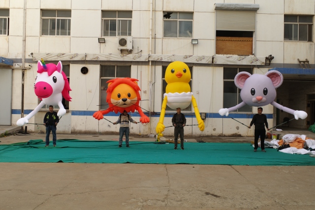 Wearable Inflatable Cartoon Animal Set (Unicorn, Lion, Duck, Mouse) for Parade, Durable Advertising Inflatable