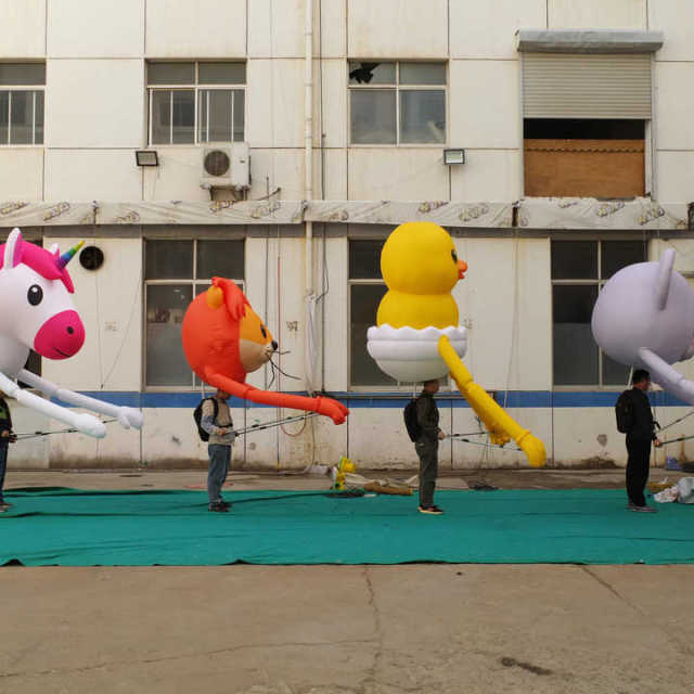 Wearable Inflatable Cartoon Animal Set (Unicorn, Lion, Duck, Mouse) for Parade, Durable Advertising Inflatable