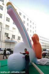 Giant Inflatable Gingerbread Man on Cloud with Rainbow for Mall Decor, Durable Advertising Inflatable