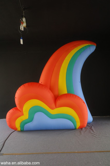 Colorful Gradient Rainbow & Cloud Inflatable, Promotional Advertising Blow up Inflatable for Kids Party & Carnival