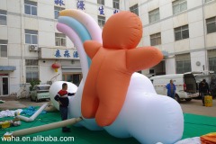 Giant Inflatable Gingerbread Man on Cloud with Rainbow for Mall Decor, Durable Advertising Inflatable