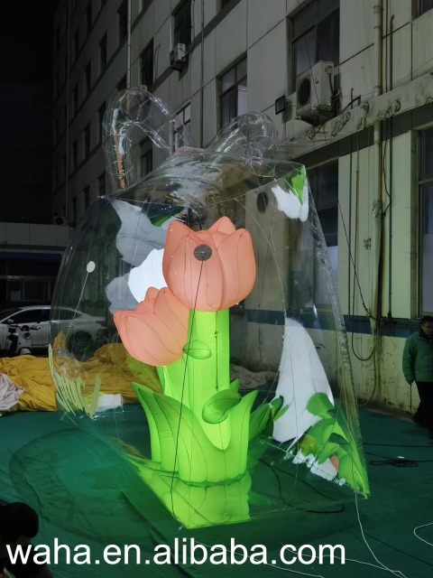 Customized Inflatable Tulip Display in Tote Bag, Advertising Inflatable for Commercial Decoration & Photo Booth