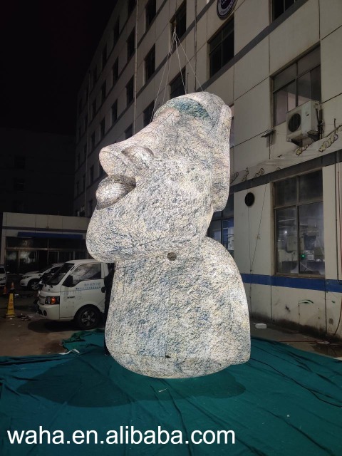 Custom Printed Stone Textured Moai Inflatable, Personalized Advertising Inflatable for Museum & Themed Event