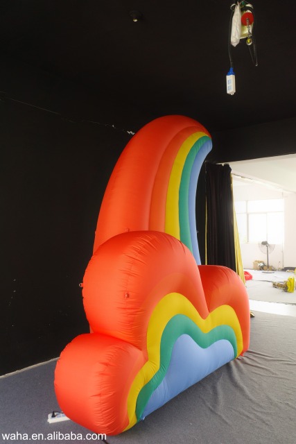 Colorful Gradient Rainbow & Cloud Inflatable, Promotional Advertising Blow up Inflatable for Kids Party & Carnival