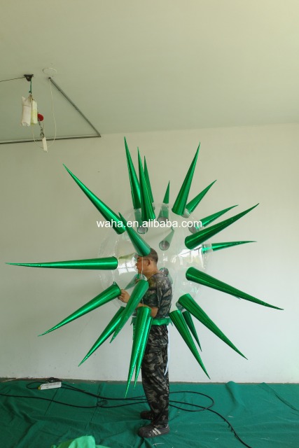 Customized Inflatable Spiky Sphere with Metallic Spikes, Advertising Inflatable for Ceiling Installation & Commercial Decoration