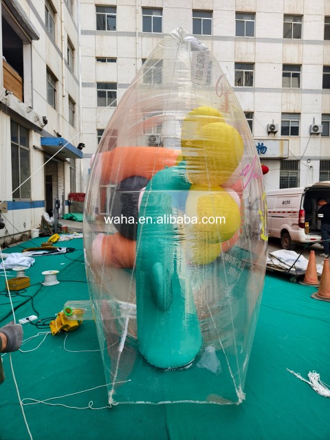 Customized Inflatable Transparent Flower Bag, Advertising Inflatable for Commercial Decoration & Photo Booth