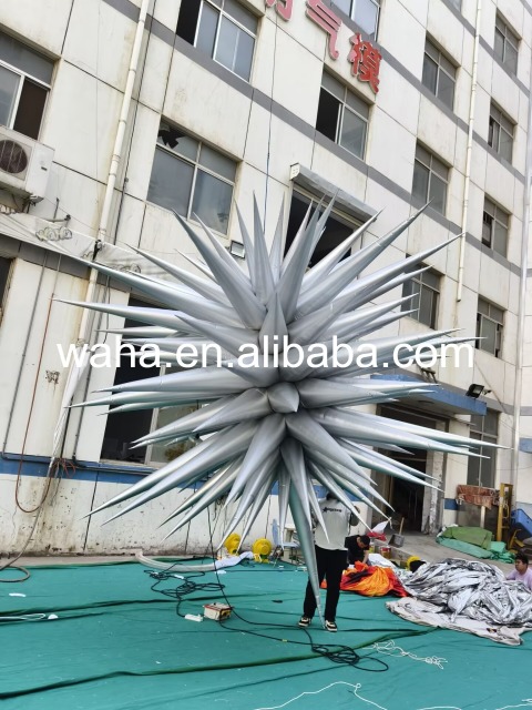 Metallic Gold Spiky Star Inflatable Prop, Promotional Advertising Blow up Inflatable for Festival & Party