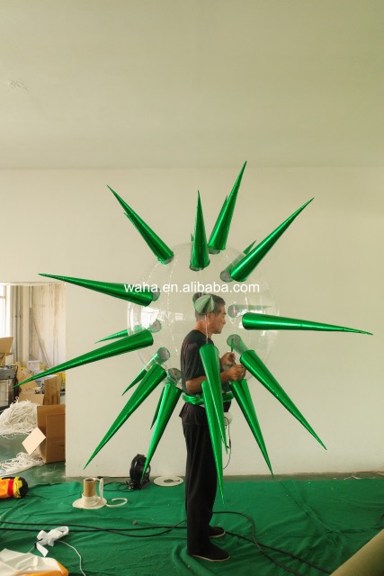 Customized Inflatable Spiky Sphere with Metallic Spikes, Advertising Inflatable for Ceiling Installation & Commercial Decoration