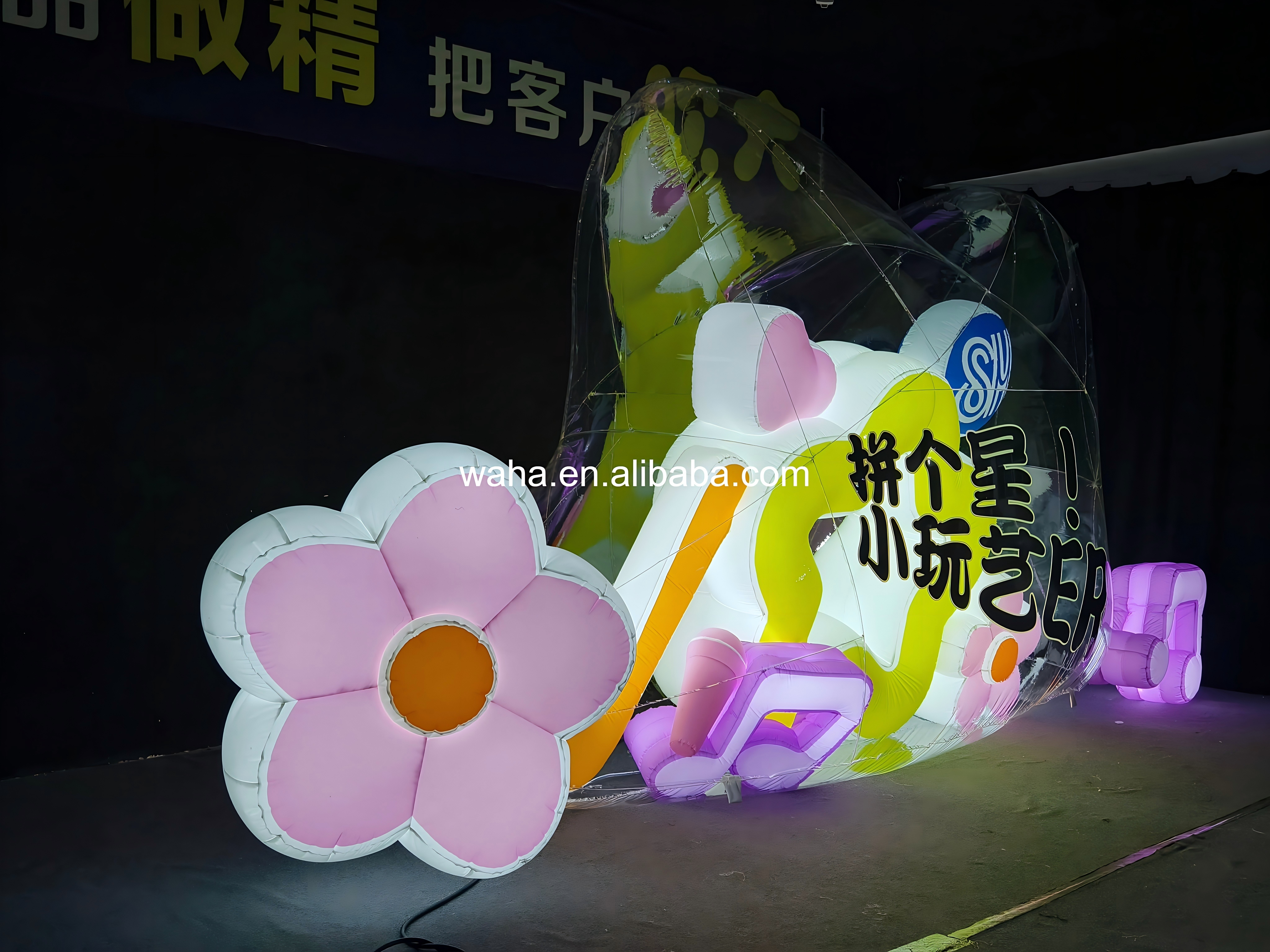 Transparent Cat Ear Inflatable Installation, Promotional Advertising Blow up Inflatable for Music & Art Themed Event
