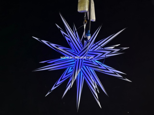 Professional Large LED Striped Star Sculpture, Premium Advertising Inflatable for Commercial Exhibition & Night Event