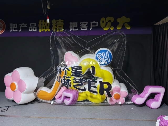 Transparent Cat Ear Inflatable Installation, Promotional Advertising Blow up Inflatable for Music & Art Themed Event