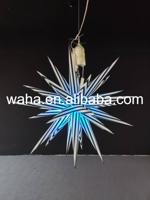 Professional Large LED Striped Star Sculpture, Premium Advertising Inflatable for Commercial Exhibition & Night Event
