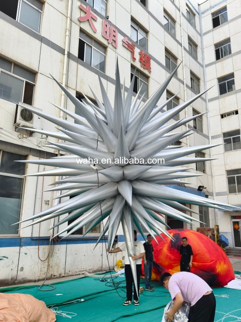 Metallic Gold Spiky Star Inflatable Prop, Promotional Advertising Blow up Inflatable for Festival & Party