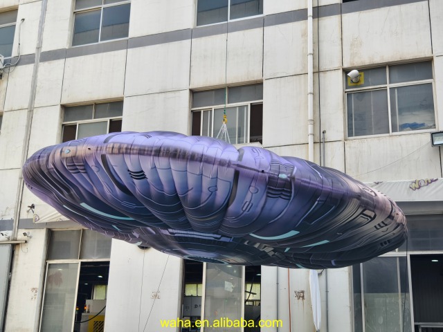 Custom Printed Cyberpunk UFO Inflatable, Personalized Advertising Inflatable for Sci-Fi Convention & Brand Promotion