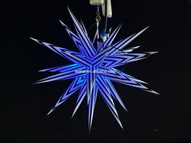 Professional Large LED Striped Star Sculpture, Premium Advertising Inflatable for Commercial Exhibition & Night Event