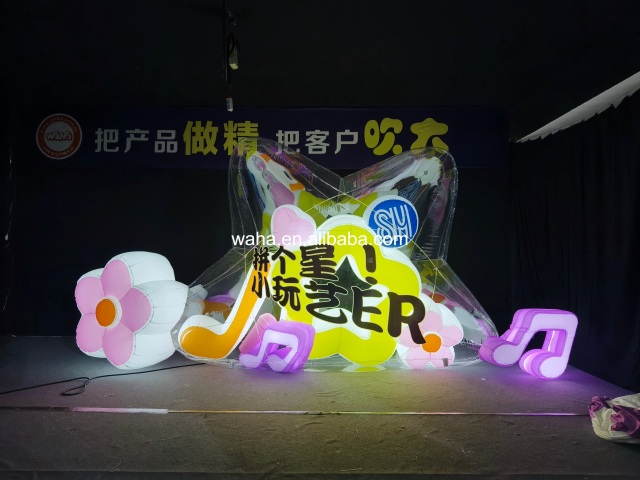 Transparent Cat Ear Inflatable Installation, Promotional Advertising Blow up Inflatable for Music & Art Themed Event