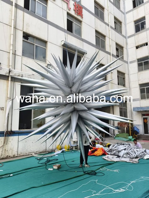 Metallic Gold Spiky Star Inflatable Prop, Promotional Advertising Blow up Inflatable for Festival & Party