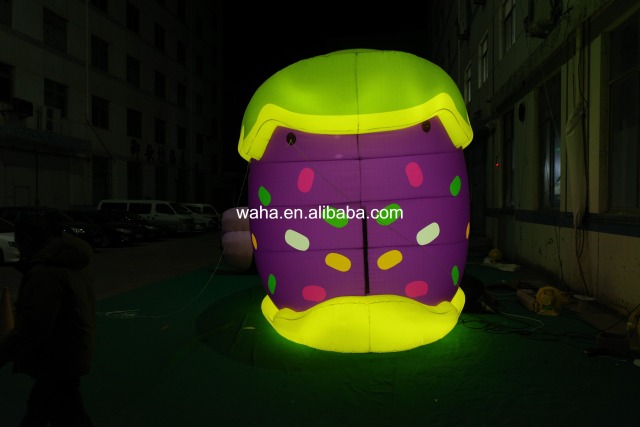 Colorful LED Hamburger Inflatable Prop, Promotional Advertising Blow up Inflatable for Fast Food & Carnival