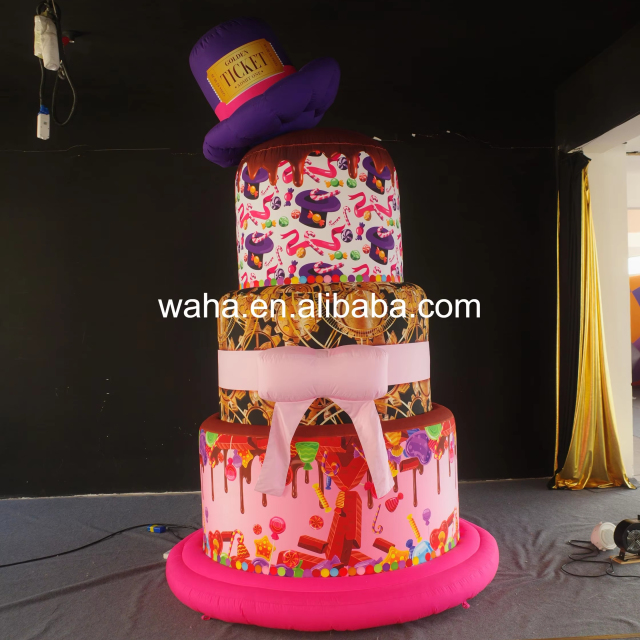 Whimsical Top Hat Cake Inflatable Prop, Promotional Advertising Blow up Inflatable for Birthday & Mall Celebration