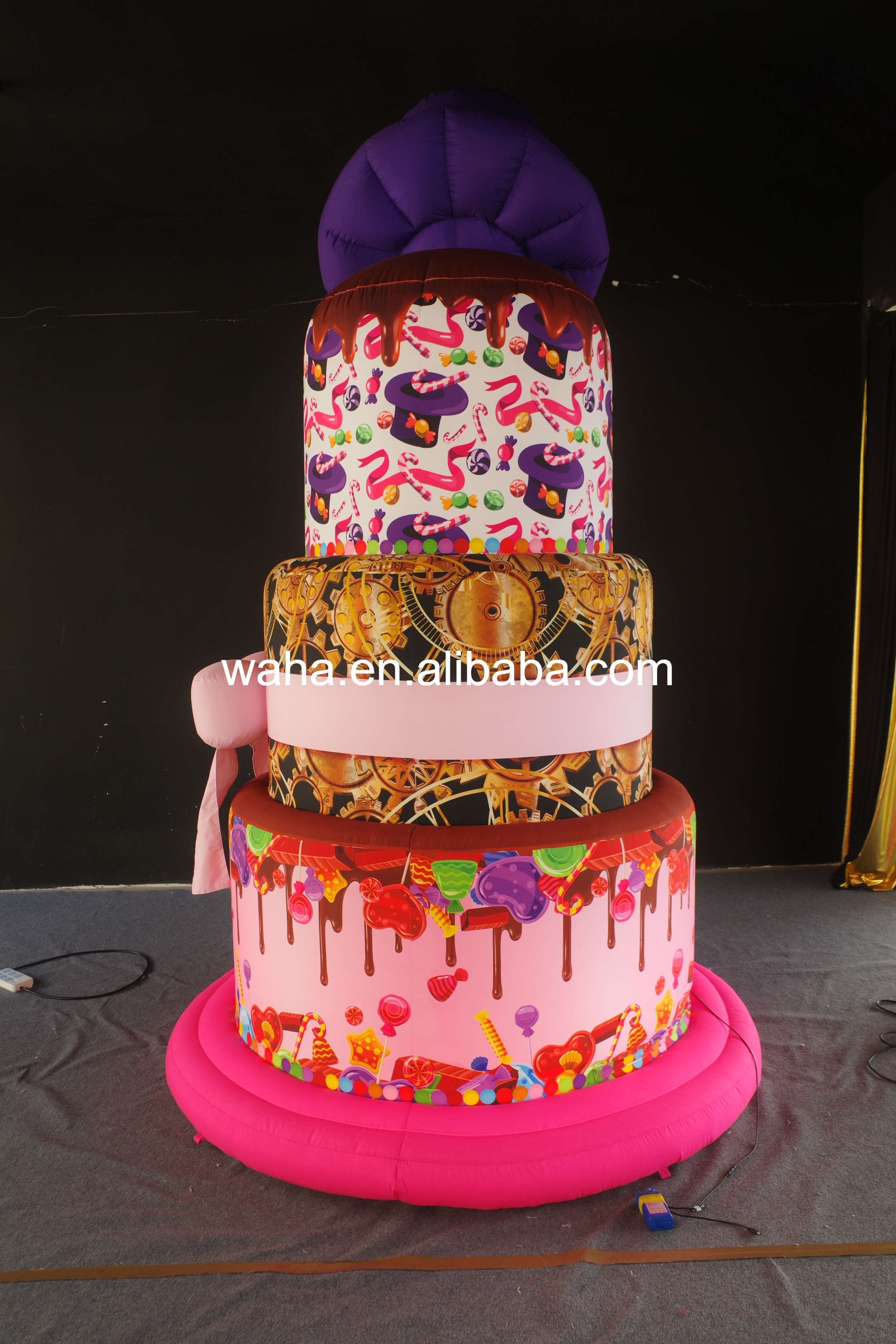 Whimsical Top Hat Cake Inflatable Prop, Promotional Advertising Blow up Inflatable for Birthday & Mall Celebration