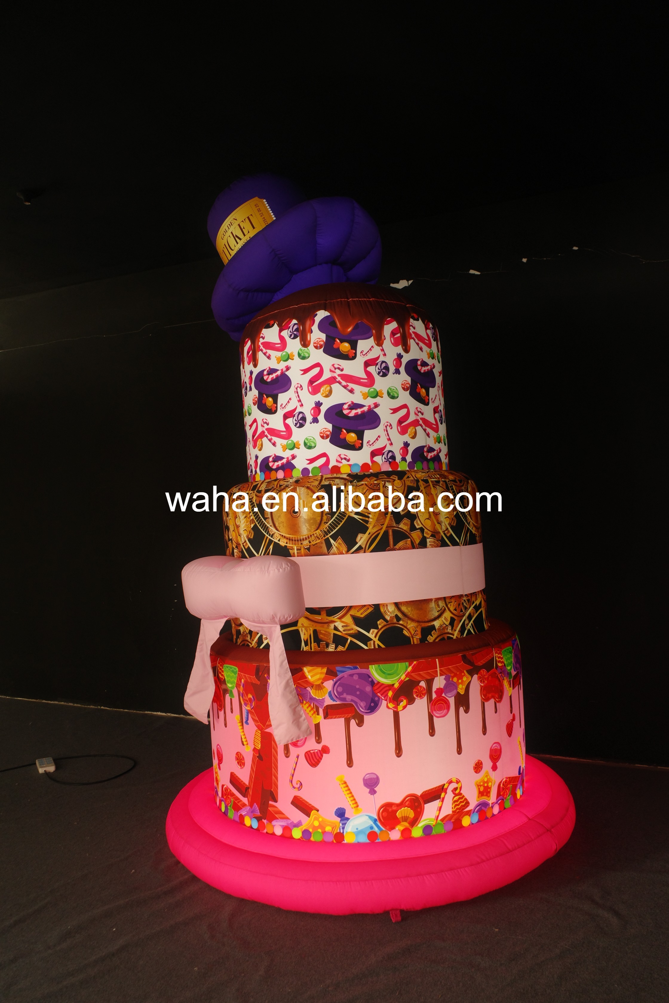 Whimsical Top Hat Cake Inflatable Prop, Promotional Advertising Blow up Inflatable for Birthday & Mall Celebration
