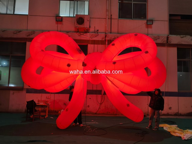 Professional Large LED Bow Sculpture, Premium Advertising Inflatable for Commercial Exhibition & Holiday Promotion