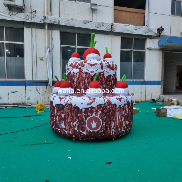 Custom Printed Cherry-Topped Cake Inflatable, Personalized Advertising Inflatable for Mall & Dessert Themed Event